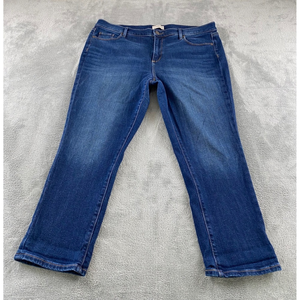 Loft Outlet Petite Modern Straight Leg Jeans Dark Wash Blue Denim Size 14P